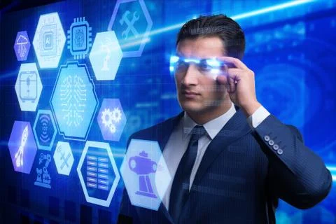 Artificial intelligence concept with businessman Foto stock