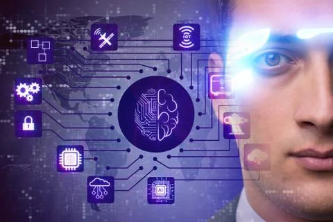 Artificial intelligence concept with businessman 스톡 사진