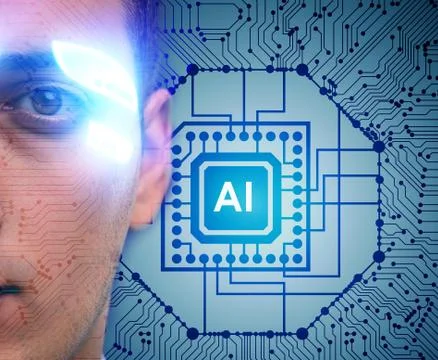 Artificial intelligence concept with businessman 写真素材