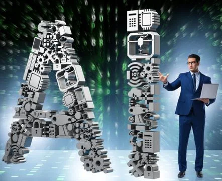 Artificial intelligence concept with businessman 写真素材