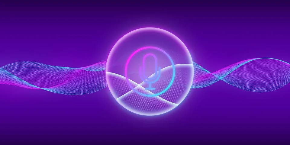 Artificial intelligence concept. Button icon microphone. Banner for web site  Stock Illustration