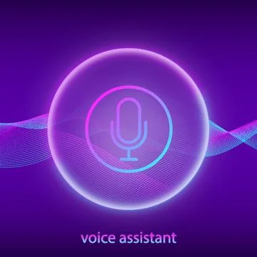 Artificial intelligence concept. Button icon microphone. Banner for web site  Stock Illustration