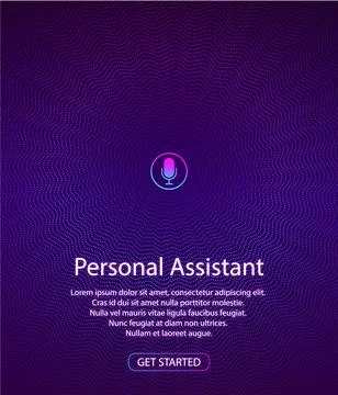 Artificial intelligence concept. Button icon microphone. Banner for web site  Stock Illustration
