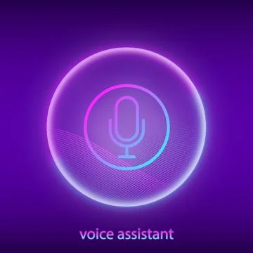 Artificial intelligence concept. Button icon microphone. Banner for web site  Stock Illustration