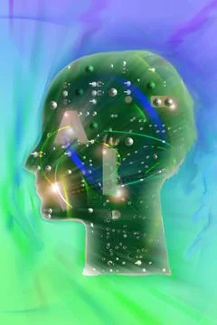Artificial intelligence concept with circuit head profile Stock Photos