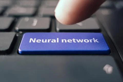 Artificial Intelligence concept: Close up index finger pressing computer ke.. 스톡 사진