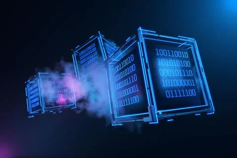 Artificial intelligence. concept of cloud technologies. Blockchain technolo.. Illustrazione stock