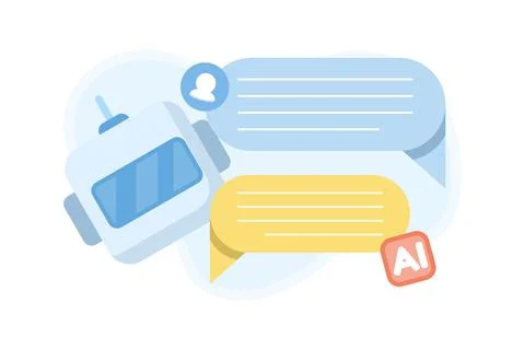 Artificial intelligence concept. Communicating with an AI chatbot. Stock Illustration