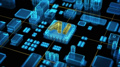 Artificial Intelligence concept. CPU processing information. 3d rendering. Stock Footage 167708567