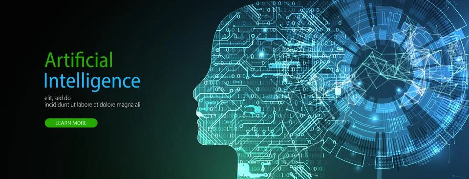 Artificial Intelligence concept.  Creative brain concept background. Vector s Stock Illustration