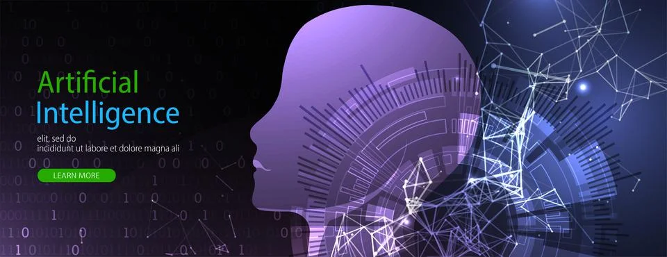 Artificial Intelligence concept.  Creative brain concept background. Vector s Stock Illustration