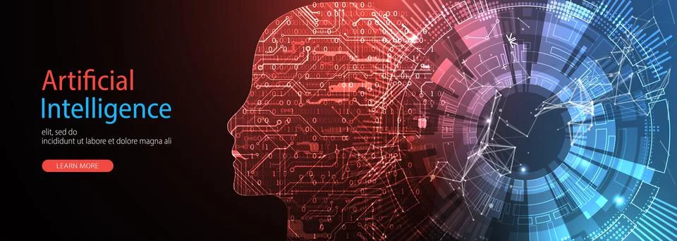 Artificial Intelligence concept.  Creative brain concept background. Vector s Stock Illustration