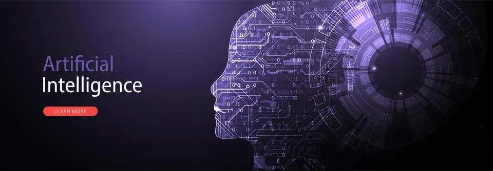 Artificial Intelligence concept.  Creative brain concept background. Vector s Stock Illustration