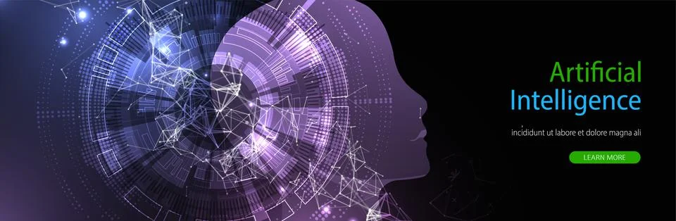 Artificial Intelligence concept.  Creative brain concept background. Vector s Stock Illustration