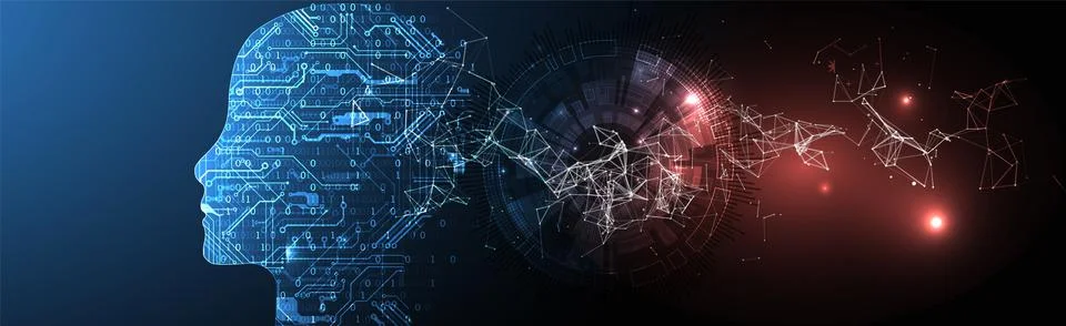 Artificial Intelligence concept.  Creative brain concept background. Vector s Illustrazione stock