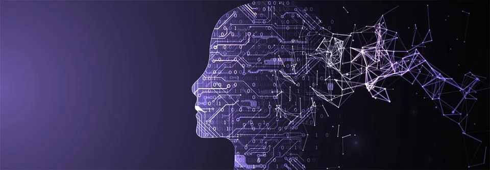 Artificial Intelligence concept.  Creative brain concept background. Vector s Stock Illustration