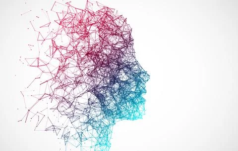 Artificial Intelligence concept.  Creative brain concept background. Vector s Illustrazione stock