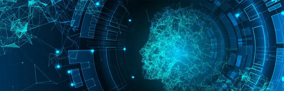 Artificial Intelligence concept.  Creative brain concept background. Vector s Stock Illustration