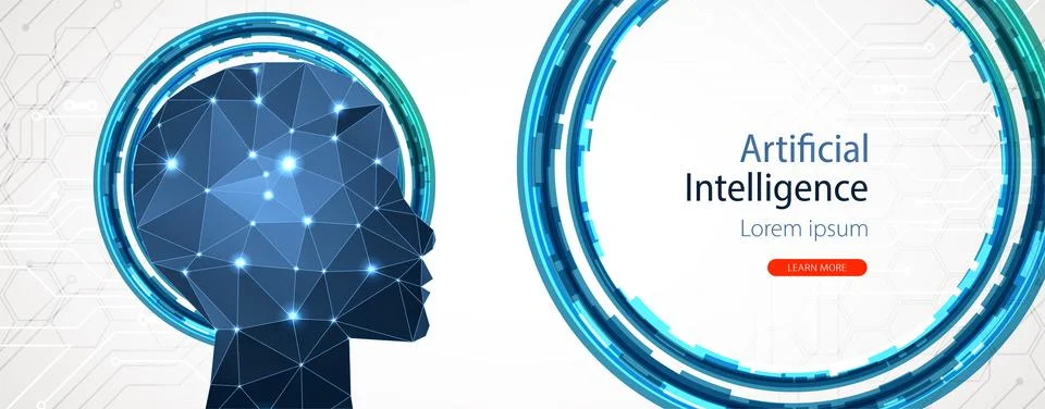 Artificial Intelligence concept.  Creative brain concept background. Vector s Illustrazione stock