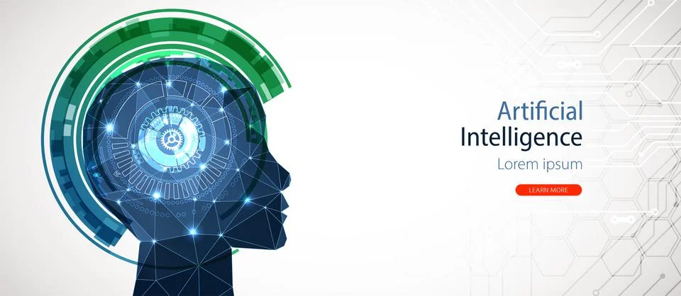 Artificial Intelligence concept.  Creative brain concept background. Vector s Illustrazione stock