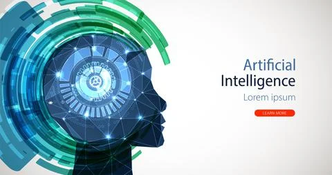 Artificial Intelligence concept.  Creative brain concept background. Vector s 스톡 일러스트