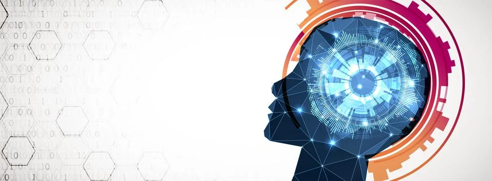Artificial Intelligence concept.  Creative brain concept background. Vector s Stock Illustration