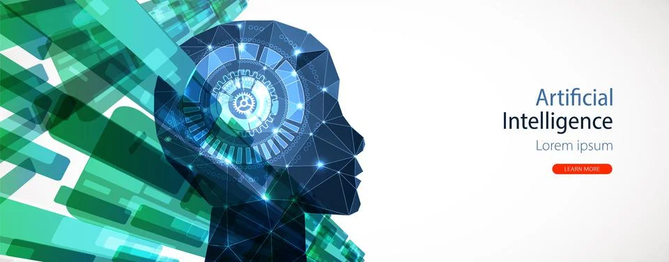 Artificial Intelligence concept.  Creative brain concept background. Vector s Stockillustratie