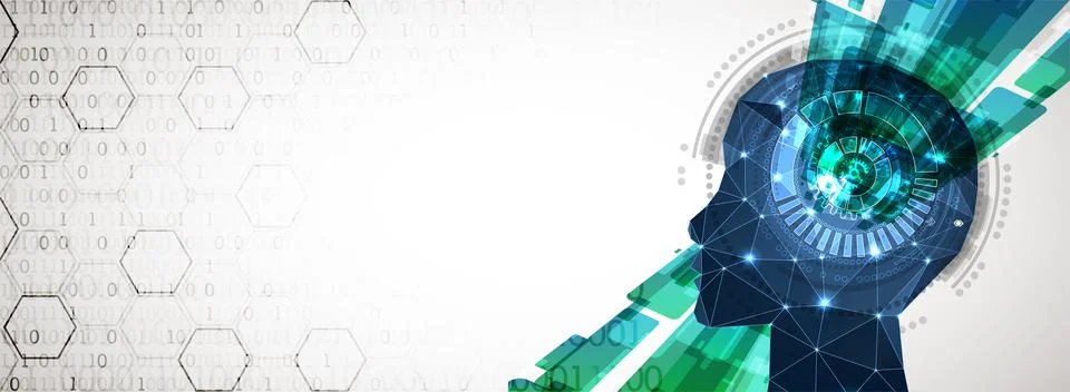 Artificial Intelligence concept.  Creative brain concept background. Vector s Illustrazione stock
