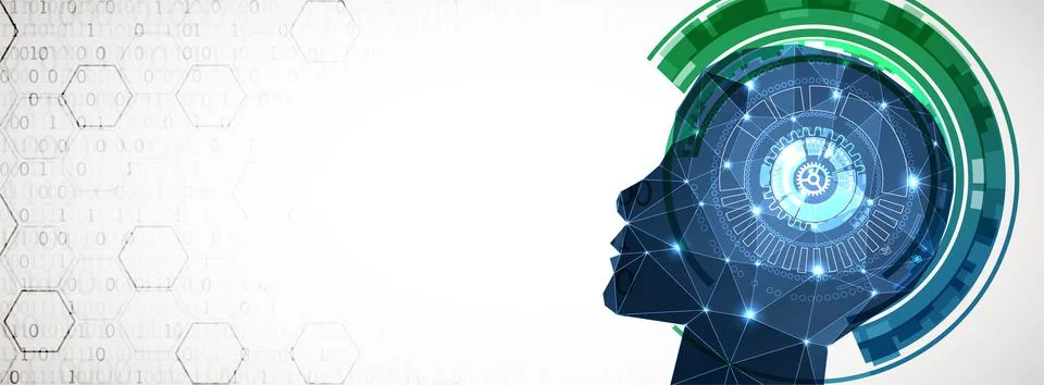 Artificial Intelligence concept.  Creative brain concept background. Vector s Stock Illustration
