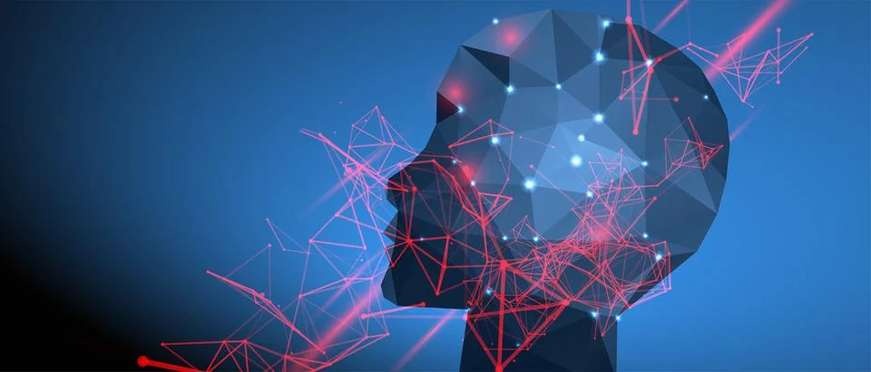 Artificial Intelligence concept.  Creative brain concept background. Vector s Stock Illustration