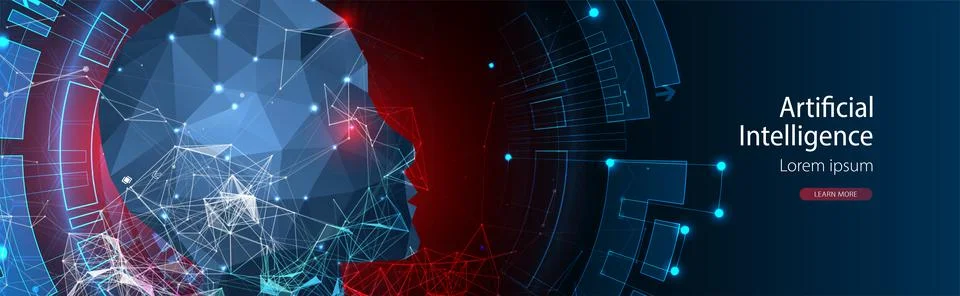 Artificial Intelligence concept.  Creative brain concept background. Vector s Stock Illustration