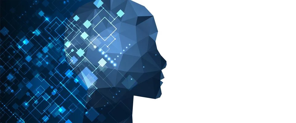 Artificial Intelligence concept.  Creative brain concept background. Vector s Stock Illustration