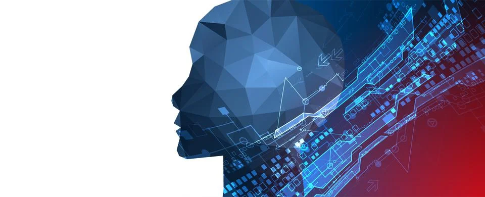 Artificial Intelligence concept.  Creative brain concept background. Vector s Stock Illustration