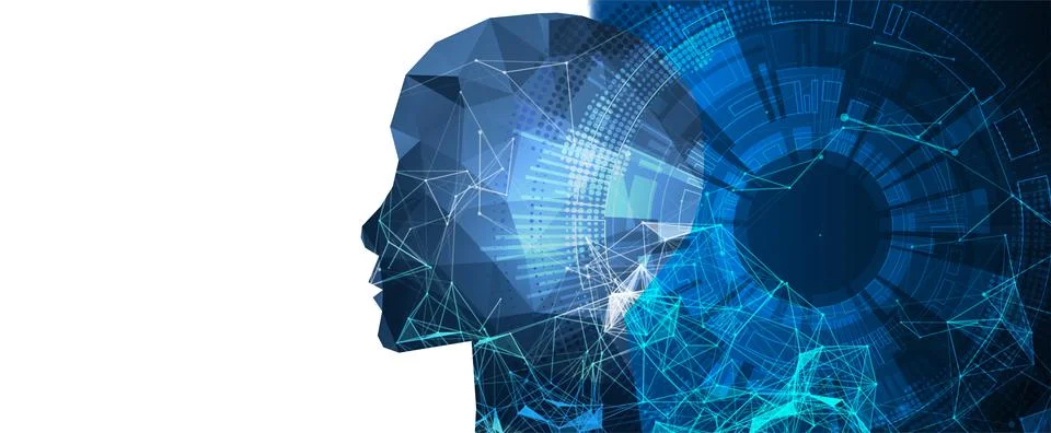 Artificial Intelligence concept.  Creative brain concept background. Vector s Stock Illustration