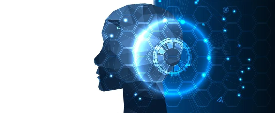 Artificial Intelligence concept.  Creative brain concept background. Vector s Stock Illustration