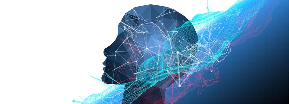 Artificial Intelligence concept.  Creative brain concept background. Vector s Stock Illustration