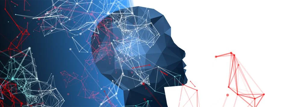 Artificial Intelligence concept.  Creative brain concept background. Vector s Stockillustratie