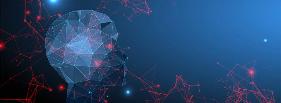 Artificial Intelligence concept.  Creative brain concept background. Vector s Stock Illustration