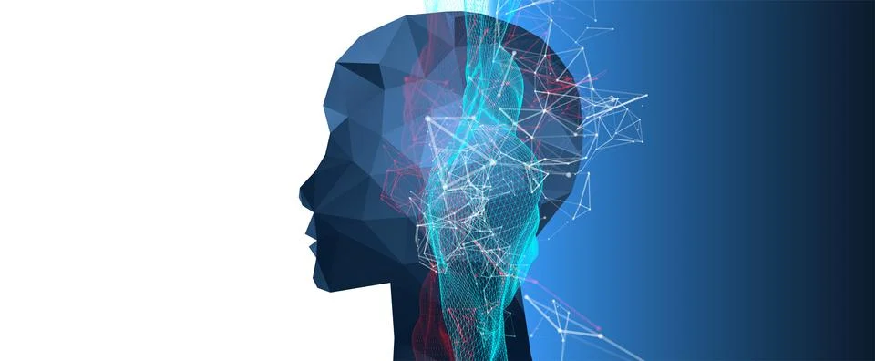Artificial Intelligence concept.  Creative brain concept background. Vector s 스톡 일러스트