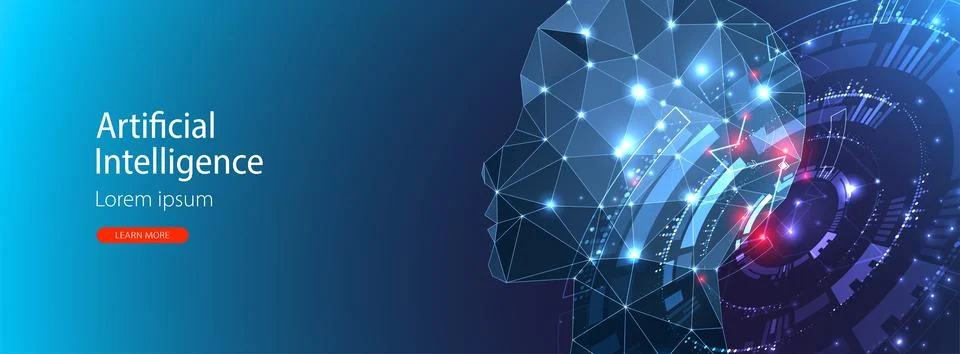 Artificial Intelligence concept.  Creative brain concept background. Vector s Stock Illustration