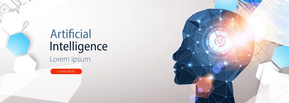 Artificial Intelligence concept.  Creative brain concept background. Vector s Illustrazione stock