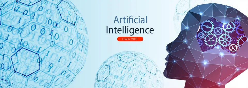 Artificial Intelligence concept.  Creative brain concept background. Vector s Stock Illustration