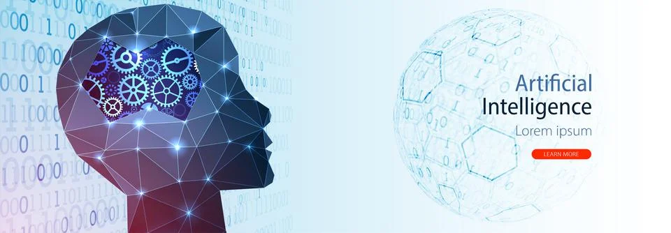 Artificial Intelligence concept.  Creative brain concept background. Vector s Illustrazione stock