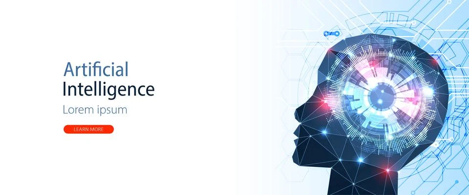 Artificial Intelligence concept.  Creative brain concept background. Vector s Stock Illustration