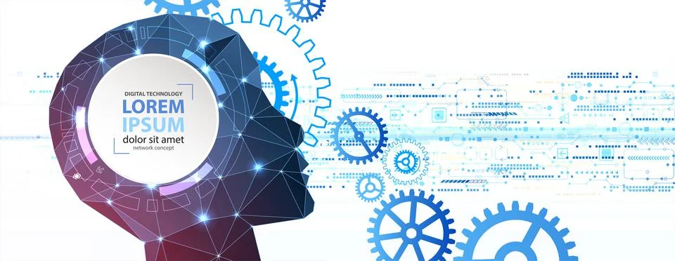Artificial Intelligence concept.  Creative brain concept background. Vector s Stock Illustration