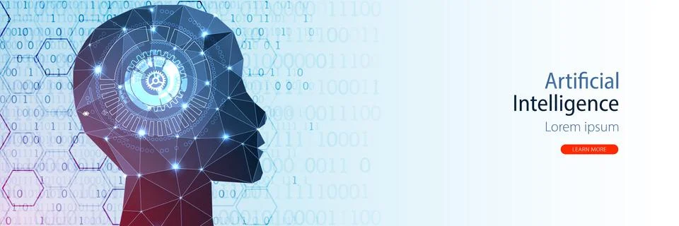 Artificial Intelligence concept.  Creative brain concept background. Vector s Stock Illustration