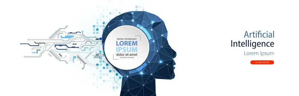 Artificial Intelligence concept.  Creative brain concept background. Vector s Illustrazione stock