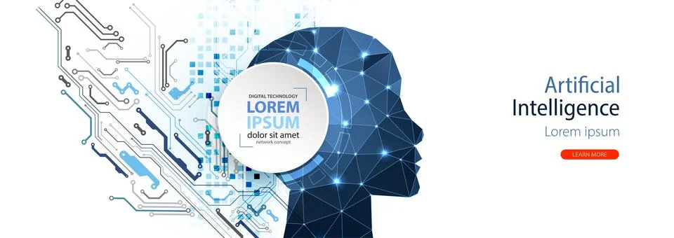 Artificial Intelligence concept.  Creative brain concept background. Vector s Stock Illustration