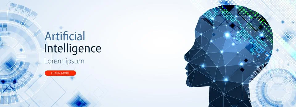 Artificial Intelligence concept.  Creative brain concept background. Vector s Stock Illustration
