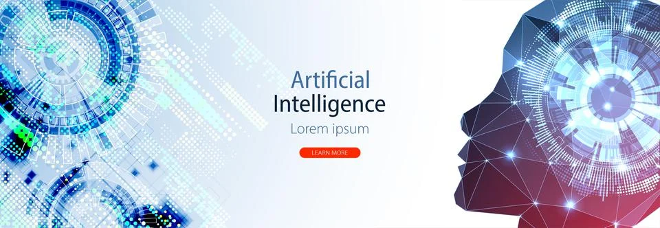 Artificial Intelligence concept.  Creative brain concept background. Vector s Illustrazione stock